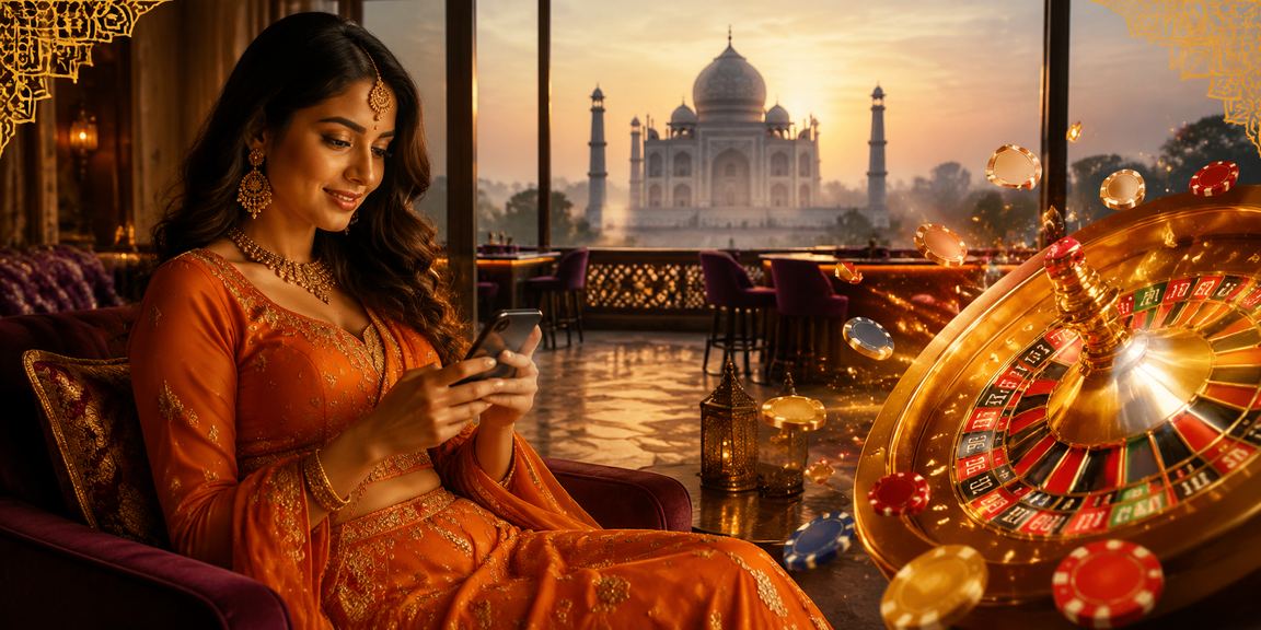 Taj Mahal backdrop with roulette game in India